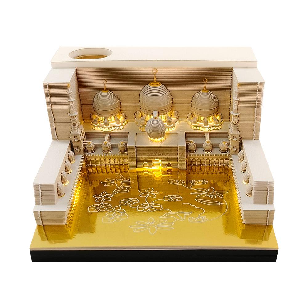 Mosque 3D Note Pad Masjid Note Pads Ramadan Eid Gifts Creative Art 3D Memo Pad Omoshiroi Block Post It Notes Birthday Gifts With LED - Rajbharti Crafts