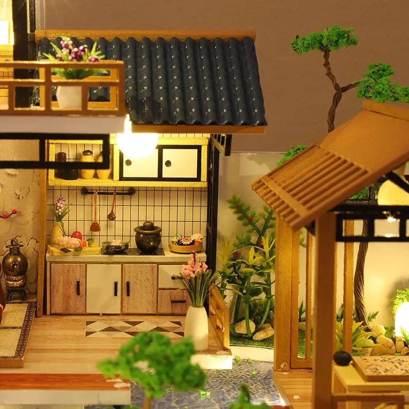 DIY Dollhouse Kit Traditional Garden Villa Japanese Dollhouse Miniature - Rajbharti Crafts