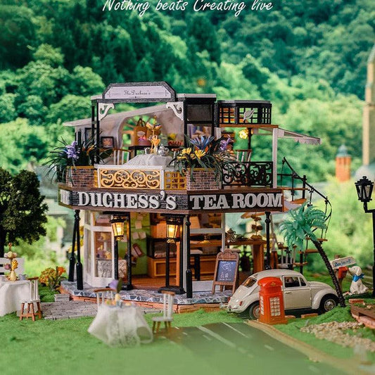 DIY Dollhouse Kit Duchess Tea House Coffee Shop Miniature Tea Shop Dollhouse Coffee Shop Dollhouse European Style Shops Miniature Dollhouse