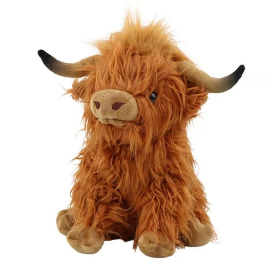 Highland Cow Plush Brown 25 CM Cow Stuffed Simulation Kawaii Soft Toys Cute Cuddle Plushies Cow Plush Toy Cute Animal Plush Soft Toys - Rajbharti Crafts