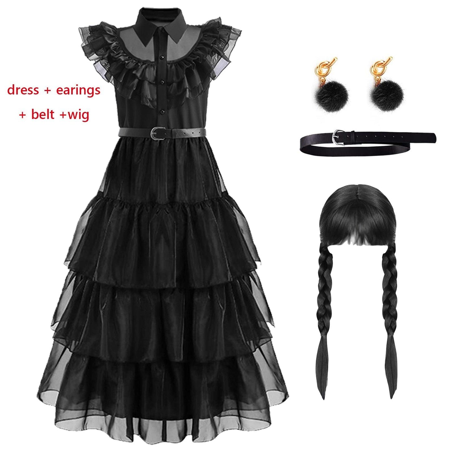 Wednesday Addams Cosplay For Girls Halloween Costume 2023 Kids Party Dresses Carnival Easter Halloween Dress 5-14 Years