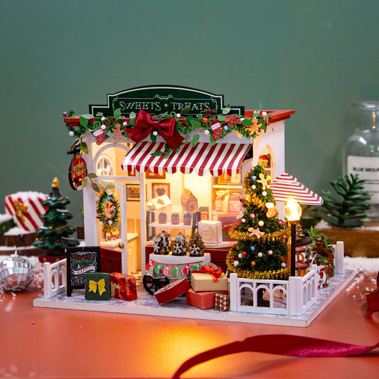 DIY Dollhouse Miniature Kit Sweets & Treats Christmas Miniature Dollhouse Holiday Decor Christmas Gifts Christmas Miniatures With LED