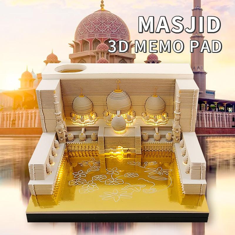 Mosque 3D Note Pad Masjid Note Pads Ramadan Eid Gifts Creative Art 3D Memo Pad Omoshiroi Block Post It Notes Birthday Gifts With LED - Rajbharti Crafts