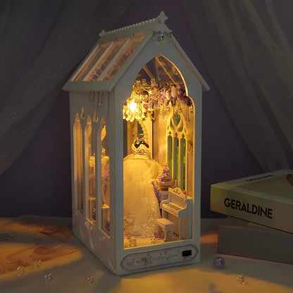 I Wish Forever Love Wedding Book Nook White Wedding Dresses & Bridal Gowns Miniature Scenery