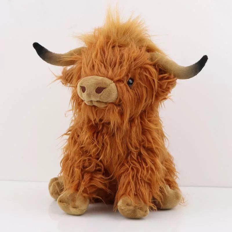 Highland Cow Plush Brown 25 CM Cow Stuffed Simulation Kawaii Soft Toys Cute Cuddle Plushies Cow Plush Toy Cute Animal Plush Soft Toys - Rajbharti Crafts