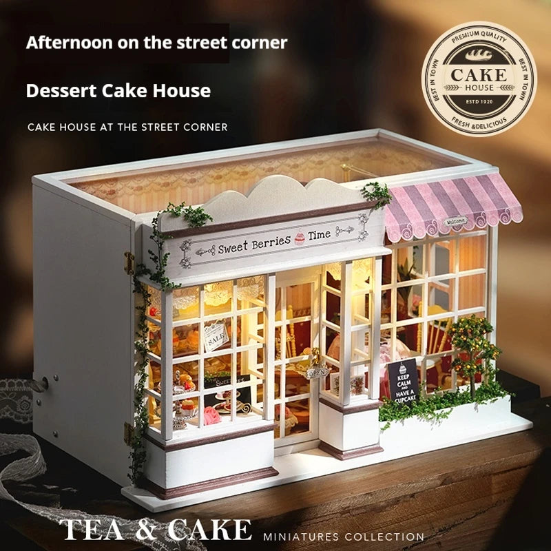 Sweet Berries Time Miniature Cake Shop Dollhouse Openable Door Bakery Miniature Shop