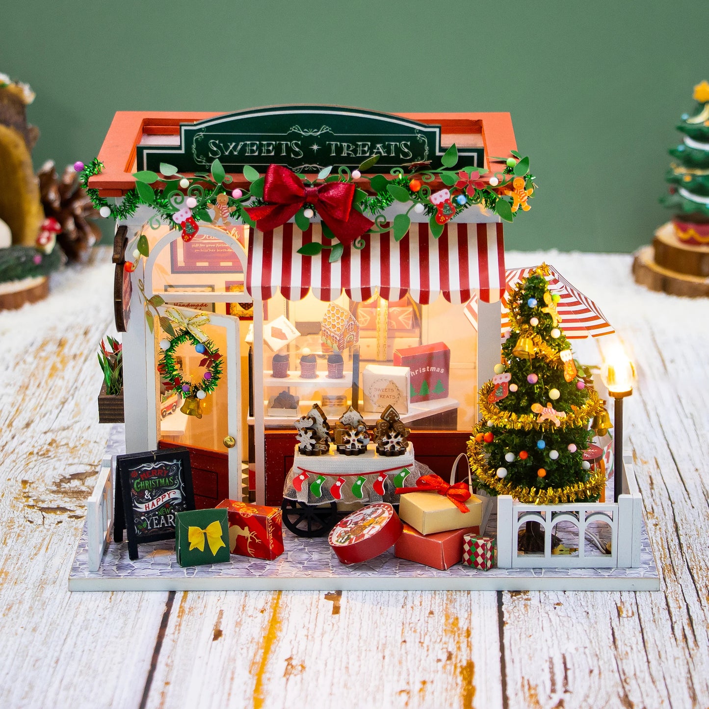 DIY Dollhouse Miniature Kit Sweets & Treats Christmas Miniature Dollhouse Holiday Decor Christmas Gifts Christmas Miniatures With LED