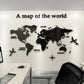 3D World Map Wall Decor Acrylic Solid Color Crystal Bedroom Living room