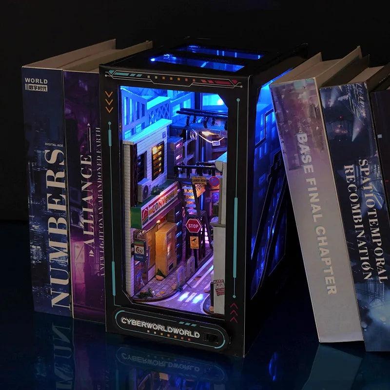 DIY Book Nook Kit Cyberworld Book Nook Cyber City Book Scenery Future World Book Nook Modern Alley Book Nook Kit Book Shelf Insert - Rajbharti Crafts