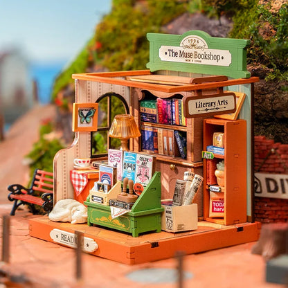 Little & Warm Space Series Miniature Dollhouse - The Muse Bookshop - Post Office - Fancy Tea Yard - Sea Holiday Restaurant