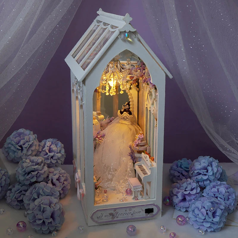 I Wish Forever Love Wedding Book Nook White Wedding Dresses & Bridal Gowns Miniature Scenery