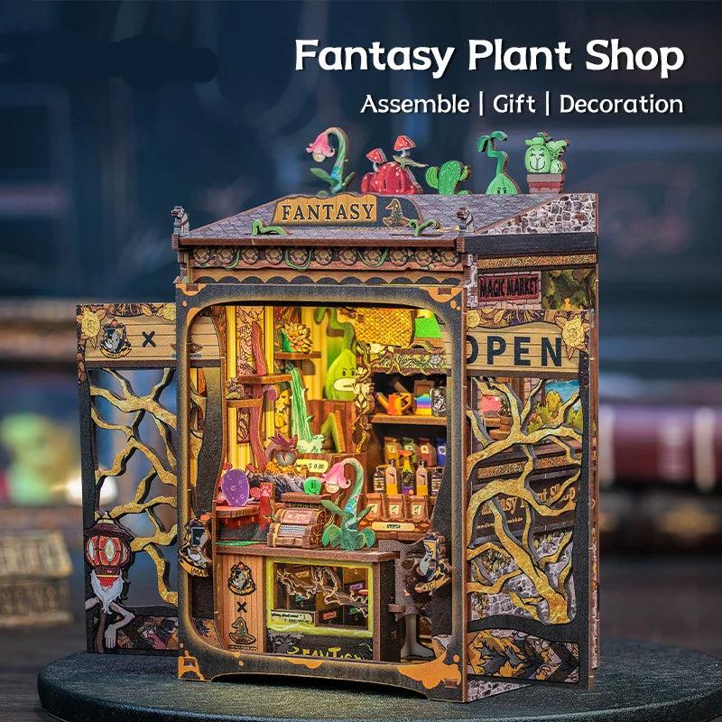 Darkness Herbarium - Amazing Toys Store - Fantasy Plant Shop - Soul Travel Agency Magical Series DIY Book Nook Kits -Decorative Bookends - Wooden Miniature Crafts