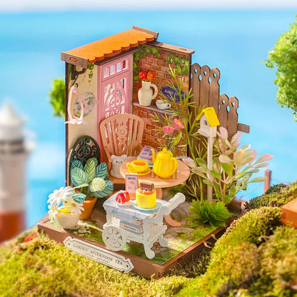 Little & Warm Space Series Miniature Dollhouse - The Muse Bookshop - Post Office - Fancy Tea Yard - Sea Holiday Restaurant