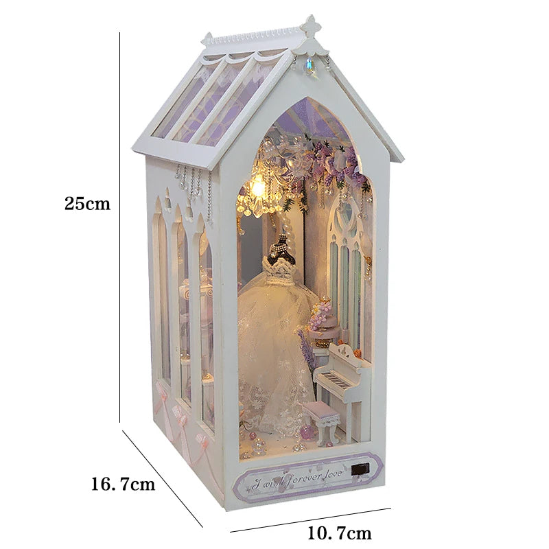 I Wish Forever Love Wedding Book Nook White Wedding Dresses & Bridal Gowns Miniature Scenery