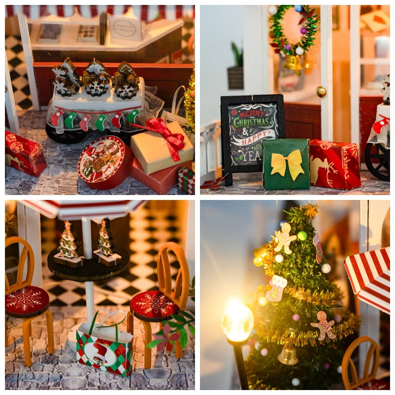 DIY Dollhouse Miniature Kit Sweets & Treats Christmas Miniature Dollhouse Holiday Decor Christmas Gifts Christmas Miniatures With LED