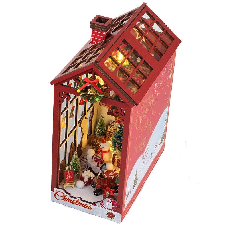 Christmas Book Nook DIY Book Nook Kits Shelf Insert Kit Miniature Building Kits Santa Claus's Room Bookshelf with Light Bookends Gifts - Rajbharti Crafts