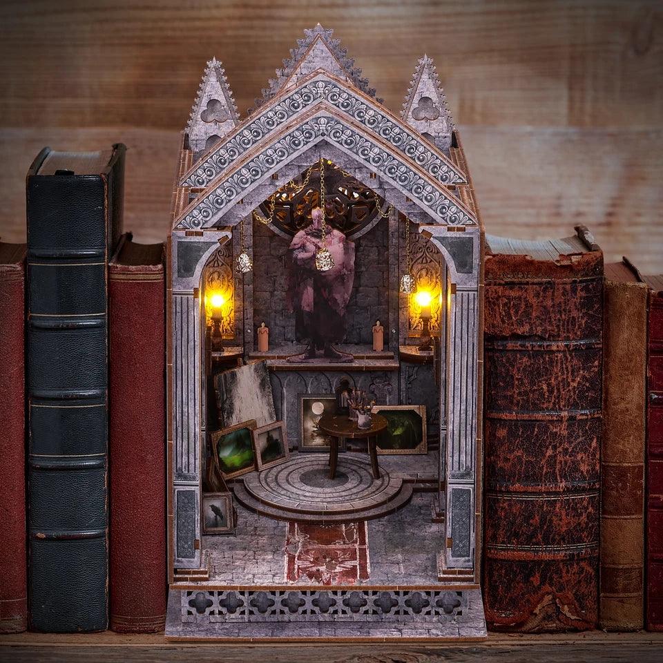 Gothic Architecture Book Nook - DIY Book Nook Kits -Ancient Style Dioramas Book Shelf Insert Book Scenery with LED - Rajbharti Crafts