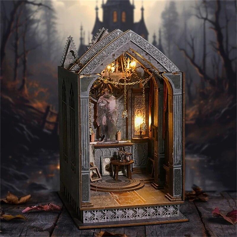 Gothic Architecture Book Nook - DIY Book Nook Kits -Ancient Style Dioramas Book Shelf Insert Book Scenery with LED - Rajbharti Crafts