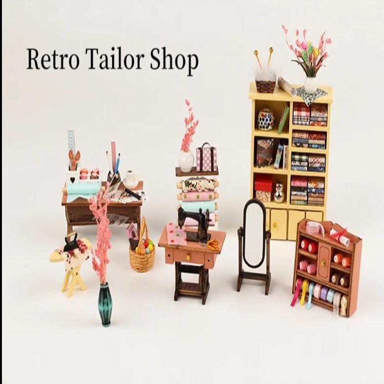 Tailor Shop Dollhouse Miniature Alterations Boutique Miniature Diorama Clothes Store Miniature