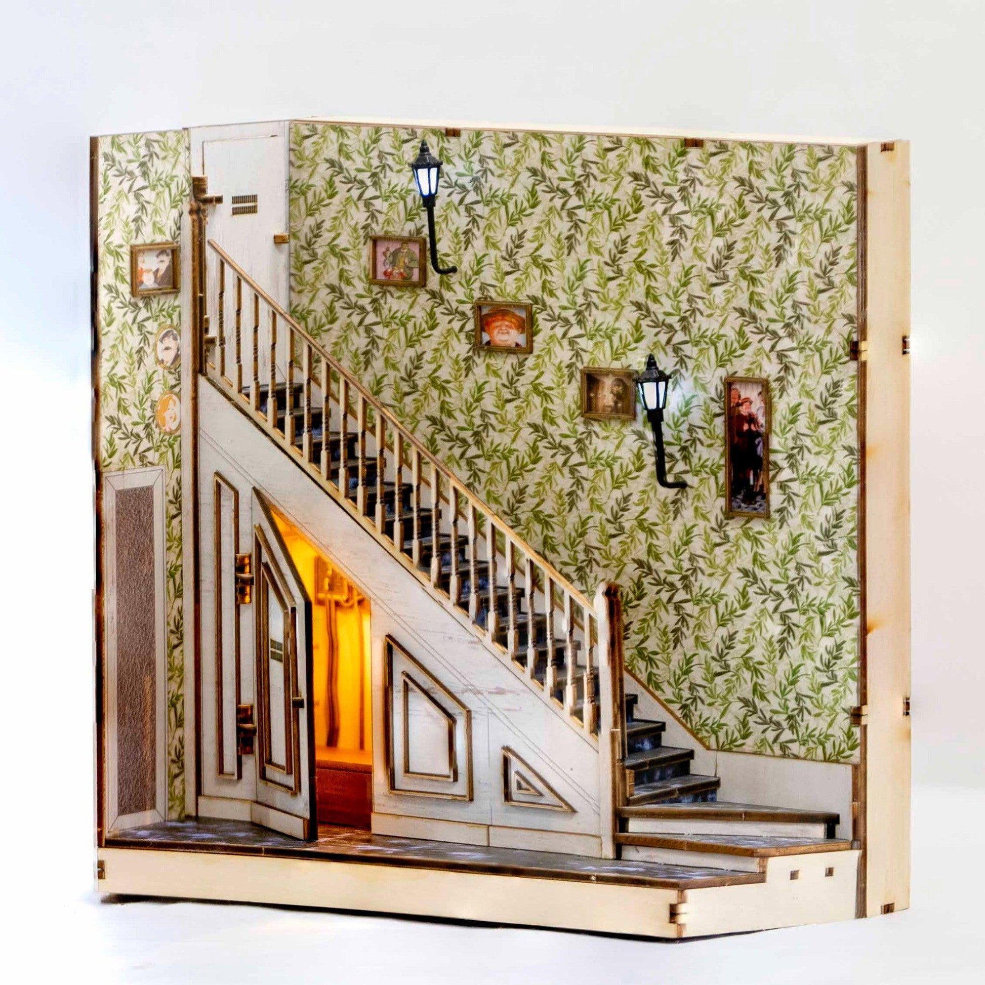 The Cupboard Under Stairs Book Nook - DIY Book Nook Kits - Wizard Alley Book Nooks Magic Alley Book Shelf Insert Book Scenery with LED - Rajbharti Crafts