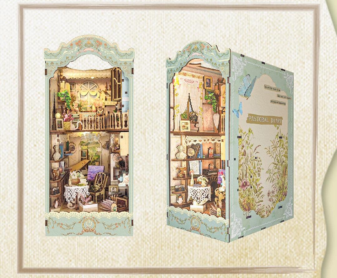 DIY Book Nook Kits Pastoral Diary Book Nook Book Shelf Insert Book Corners Monet's Garden Book Scenery