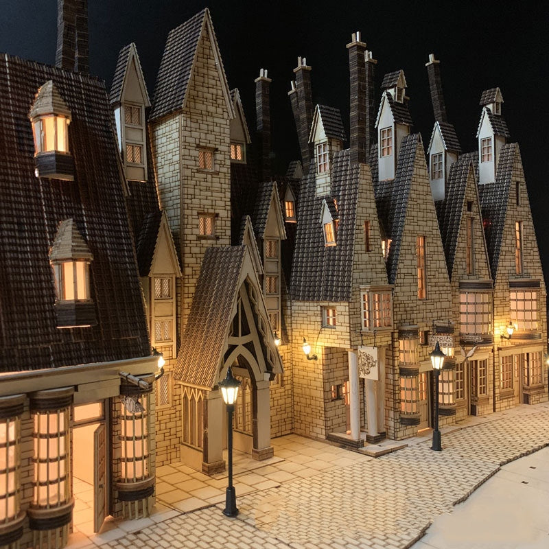 Hogsmeade Village Visit Miniature Model Wooden Building Kit DIY Crafts With LED