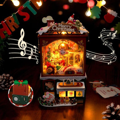 Christmas Music Box Dollhouse DIY Dollhouse Kit Christmas Claw Machine Toys Crane - Rajbharti Crafts