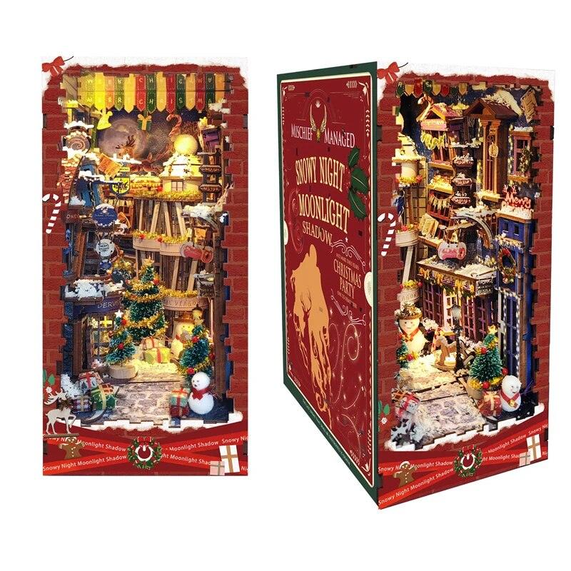 Christmas Alley Book Nook DIY Book Nook Kits Shelf Insert Kit Miniature Building Kits Santa Claus's Room Bookshelf - Rajbharti Crafts
