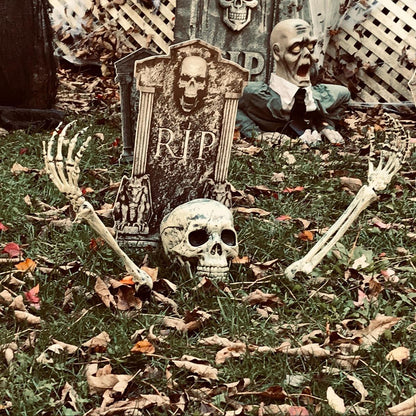 Realistic Skeleton Stakes Halloween Decorations Scary Skull Skeleton Hand Bone For Yard Lawn Stake Garden Graveyard - Rajbharti Crafts