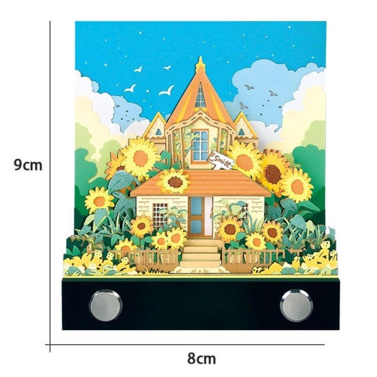 Sunflower House 3D Note Pad - Sunshine Castle Omoshiroi Blocks - 3D Memo Pad Paper Crafts