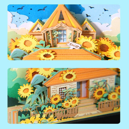 Sunflower House 3D Note Pad - Sunshine Castle Omoshiroi Blocks - 3D Memo Pad Paper Crafts