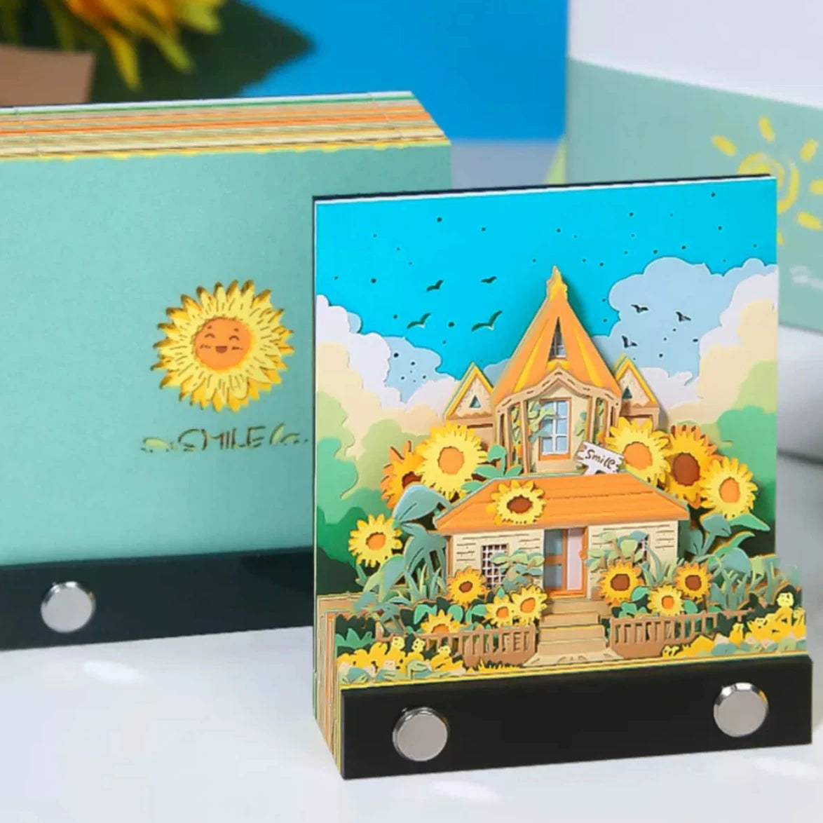 Sunflower House 3D Note Pad - Sunshine Castle Omoshiroi Blocks - 3D Memo Pad Paper Crafts