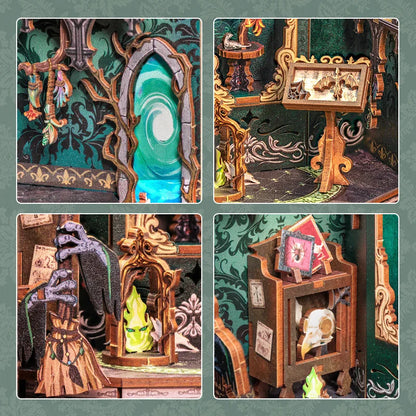 Darkness Herbarium - Amazing Toys Store - Fantasy Plant Shop - Soul Travel Agency Magical Series DIY Book Nook Kits -Decorative Bookends - Wooden Miniature Crafts