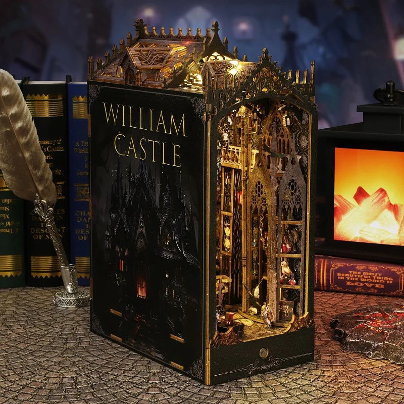 William Castle Ancient Cathedral Theme DIY Book Nook Kit Magical Bookends Wooden Crafts