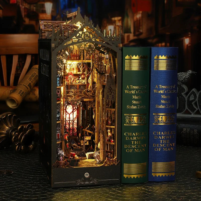 William Castle Ancient Cathedral Theme DIY Book Nook Kit Magical Bookends Wooden Crafts