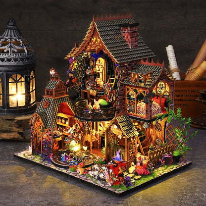 Magic Forest Villa Miniature House DIY Dollhouse Kit Alchemist Library House