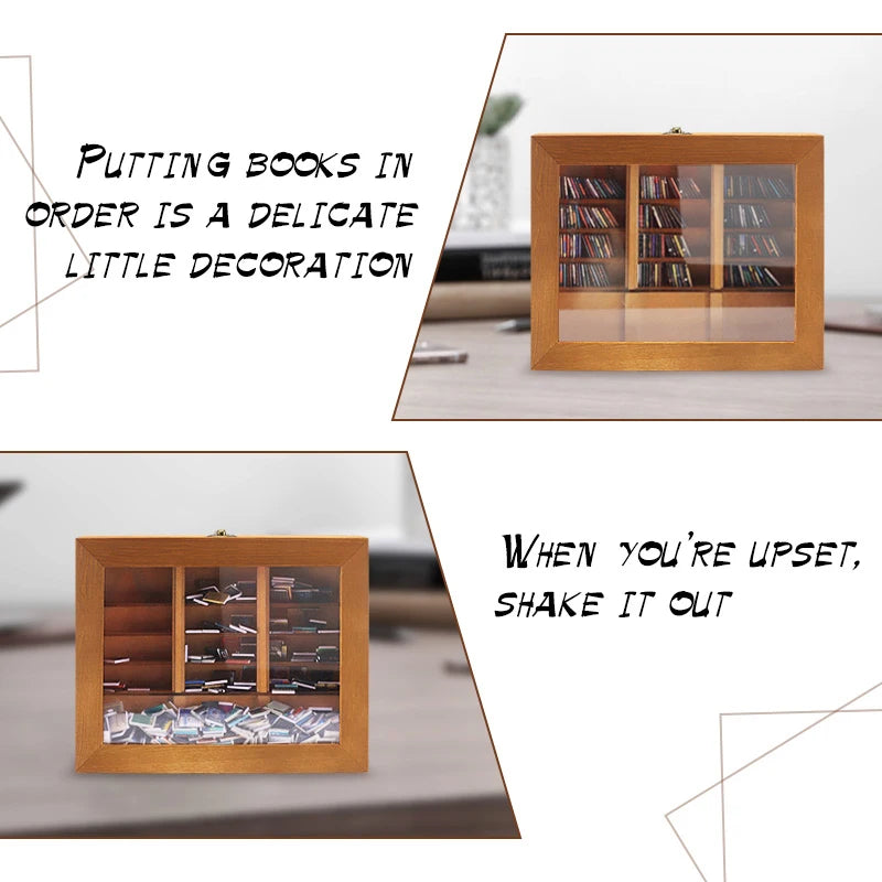 200/400 Books Miniature Wooden Anxiety Bookshelf Shaking Bookshelves Sensory Toys Stress Reliever Books Shake Away Your Anxiety