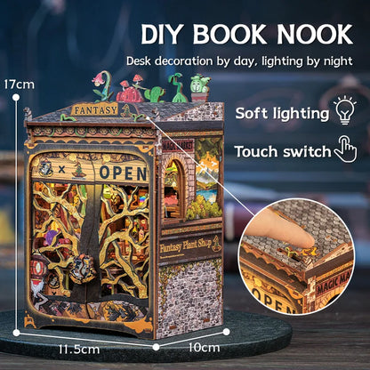 Darkness Herbarium - Amazing Toys Store - Fantasy Plant Shop - Soul Travel Agency Magical Series DIY Book Nook Kits -Decorative Bookends - Wooden Miniature Crafts