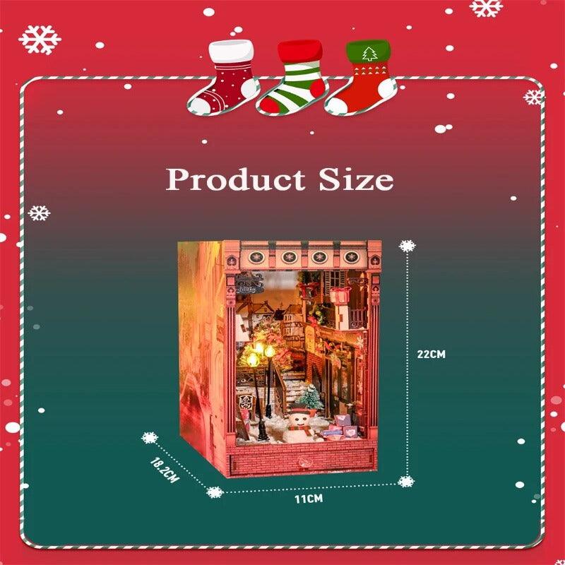 Christmas Eve City Street Book Nook DIY Book Nook Kits Shelf Insert Kit Miniature Building Kits Santa Claus's Room Bookshelf - Rajbharti Crafts