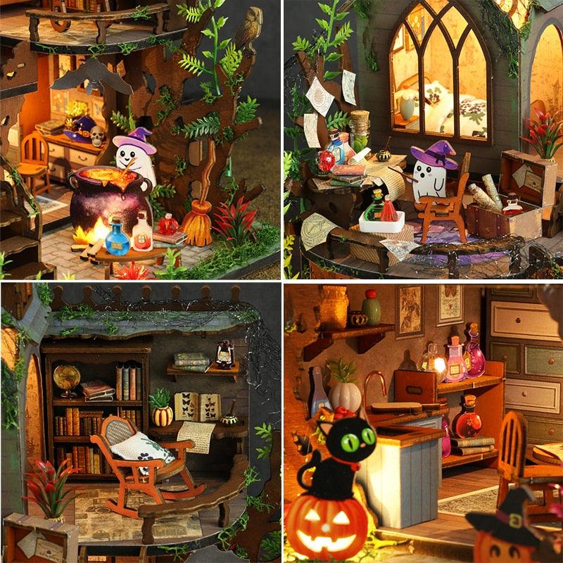 Magic Cottage Halloween Dollhouse Miniature DIY Casa Miniature Kits - Rajbharti Crafts