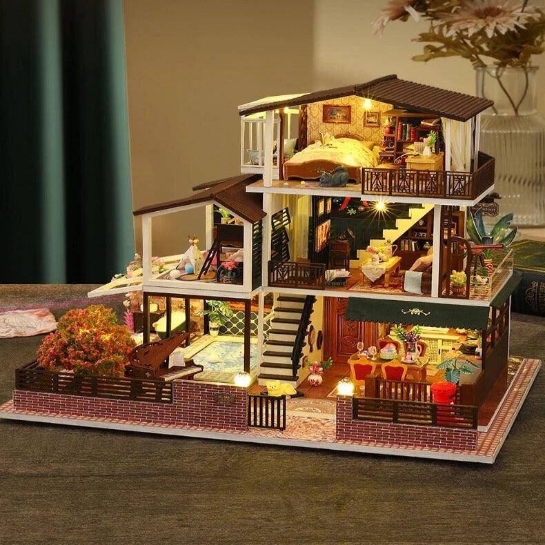 DIY Dollhouse Kit Romantic European Style Miniature Dollhouse Kit Large Villas Miniatures