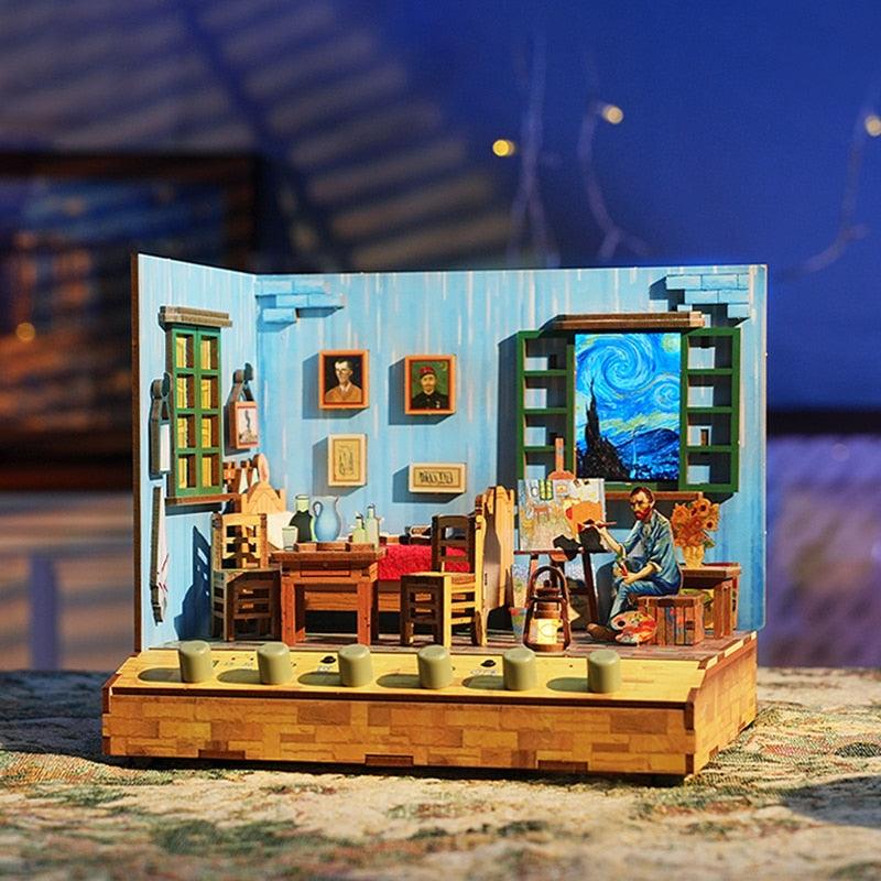 Van Gogh's Bedroom Casa Miniature Building Kits with Furniture DIY Dollhouse Kits For Adults - Rajbharti Crafts