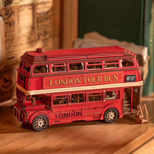London Tour Bus DIY Miniature 3D Wooden Puzzle TGM02