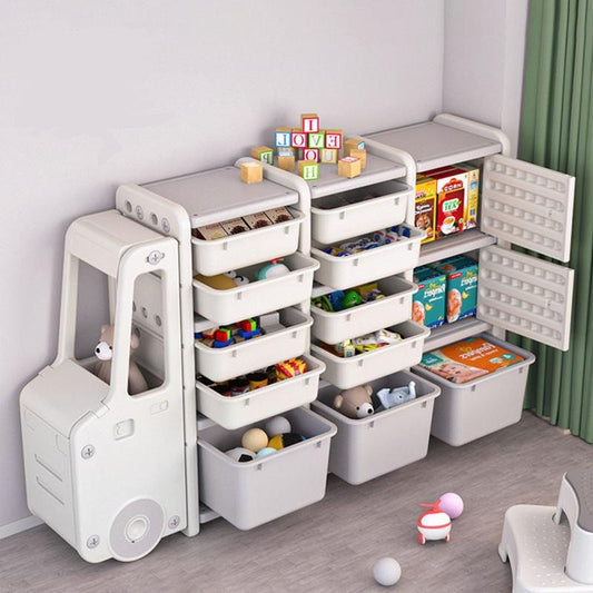 Car Shape Toy Shelf Teen Organizer Baby Furniture Sets Children Bookshelf Plastic Storage Box Kids Cabinets