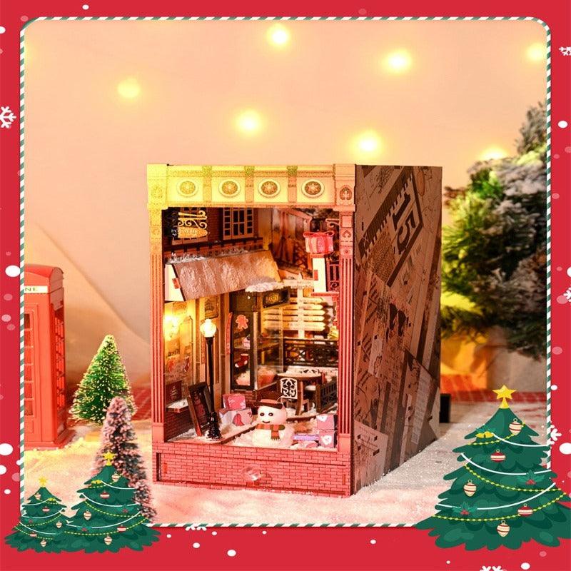 Christmas Eve City Street Book Nook DIY Book Nook Kits Shelf Insert Kit Miniature Building Kits Santa Claus's Room Bookshelf