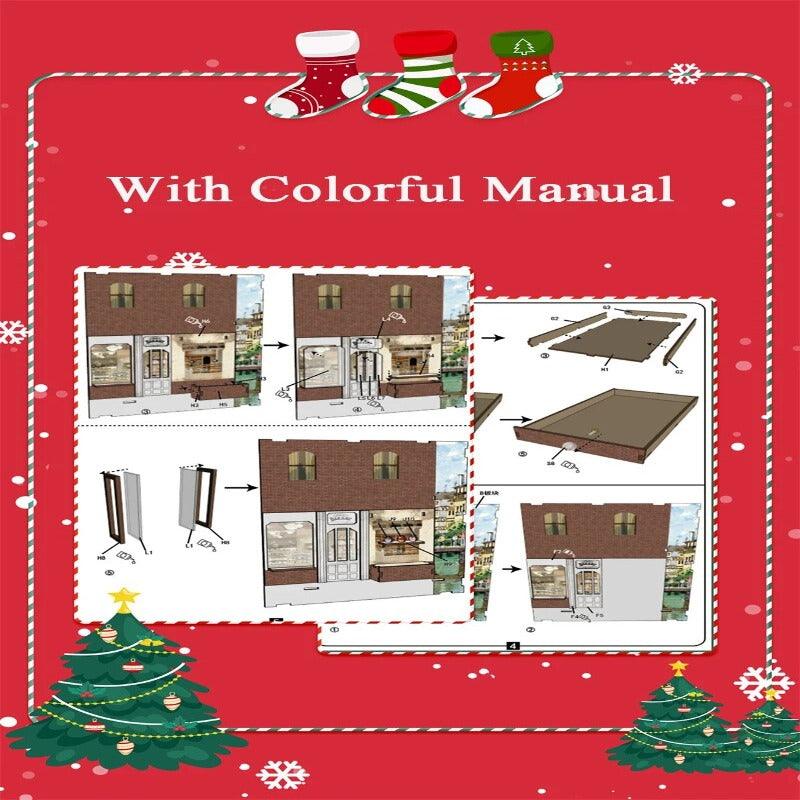 Christmas Alley Book Nook DIY Book Nook Kits Shelf Insert Kit Miniature Building Kits Santa Claus's Room Bookshelf
