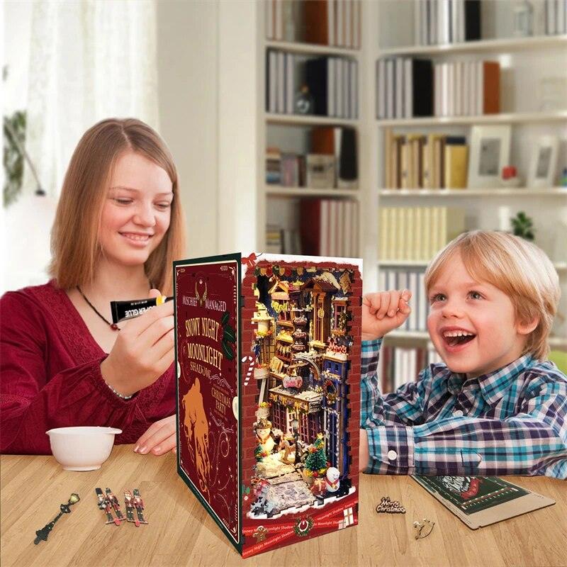 Christmas Alley Book Nook DIY Book Nook Kits Shelf Insert Kit Miniature Building Kits Santa Claus's Room Bookshelf - Rajbharti Crafts