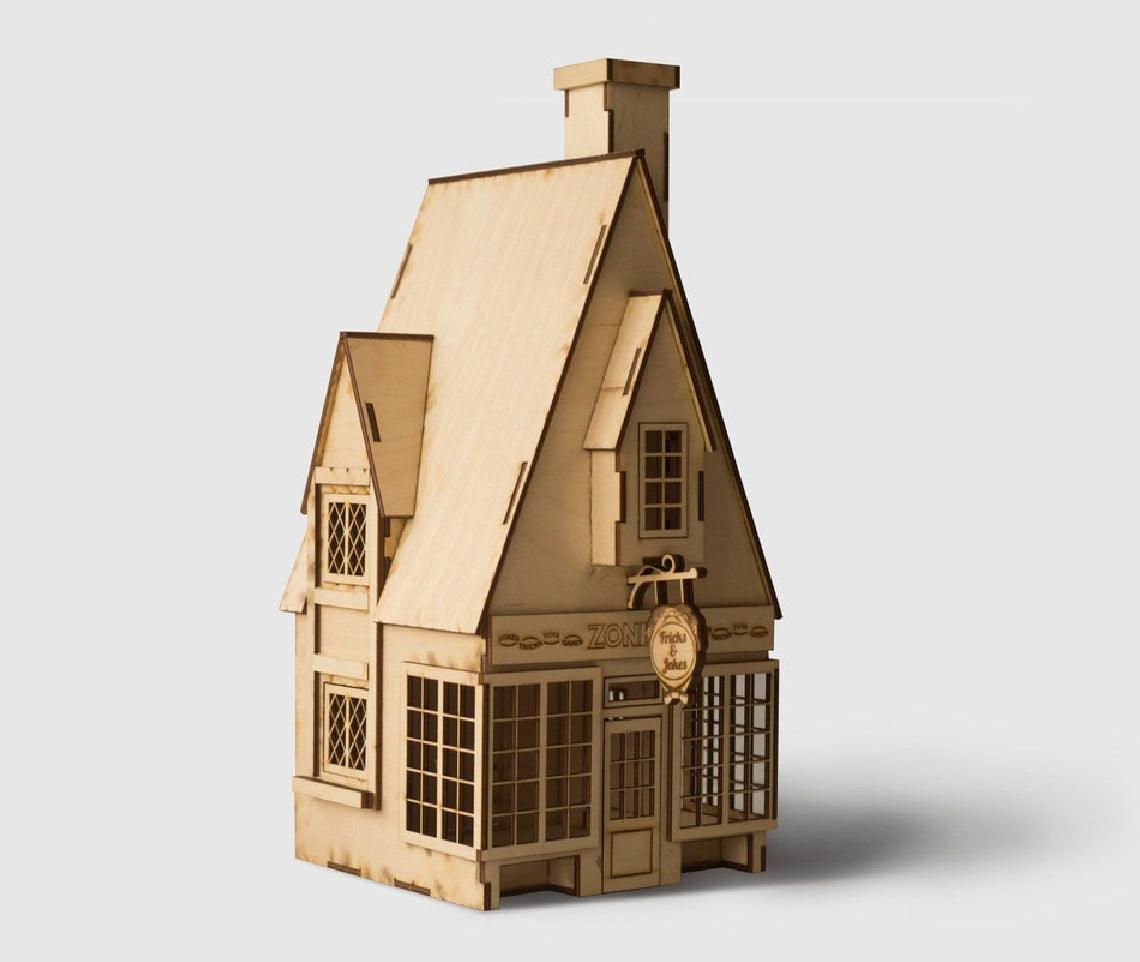 DIY Dollhouse Kit Wooden Miniature Diagon Alley Shops Zonko Toys Shop Miniature Magical World Miniatures - Rajbharti Crafts