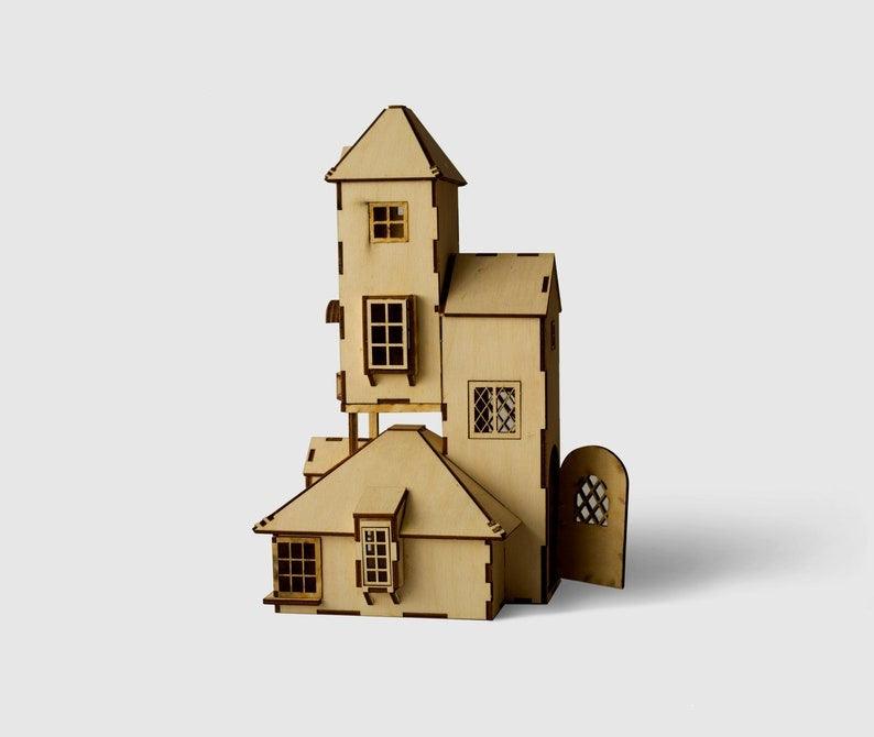 DIY Dollhouse Kit Wooden Miniature Diagon Alley Shops The Burrows House Miniature Magical World Miniatures