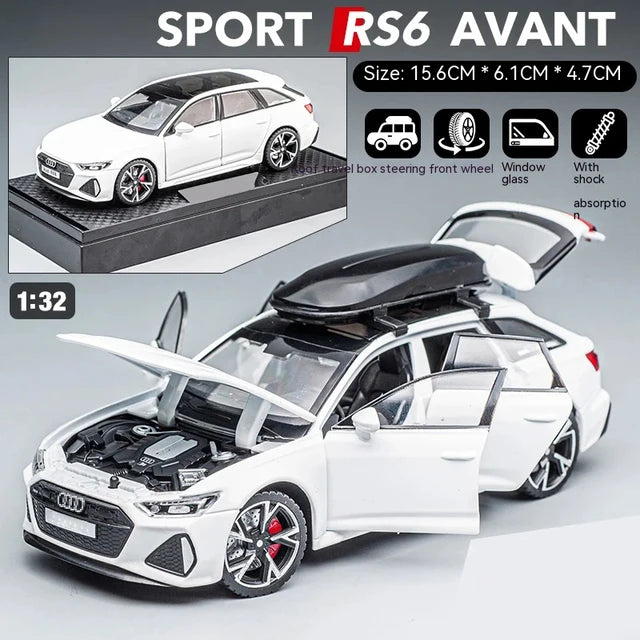 RS6 Model Car 1:32 Scaled Model Cars Black Edition Miniature Realistic Simulation Diecast Alloy Metal